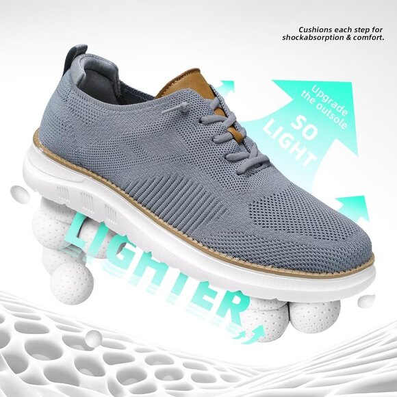 ⚡Men's Z45 Grey Mesh Casual Walking Business Oxfords Work Lightweight Sneakers - Picture 3 of 7